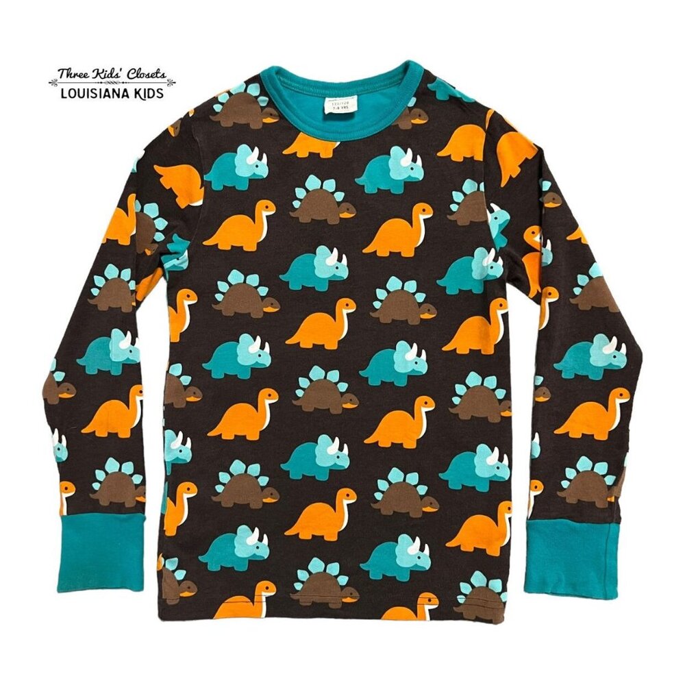 Maxomorra 7-8Y Organic Brown Dinosaur Shirt